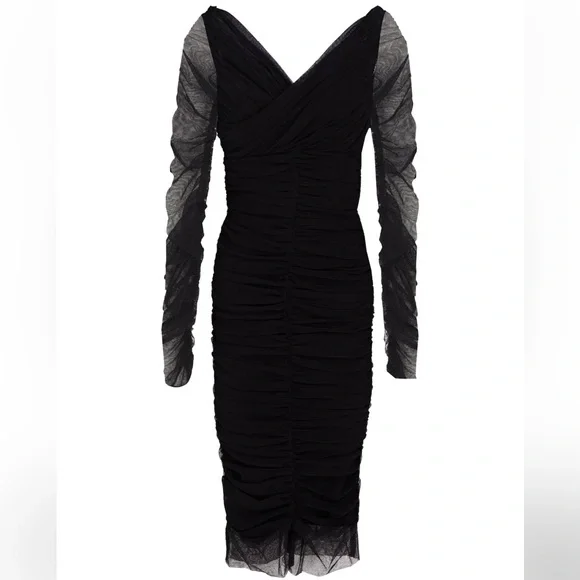 NWT Dolce & Gabbana Black Corset Mesh Ruched Cocktail Dress Size 4 (024) - Picture 12 of 13